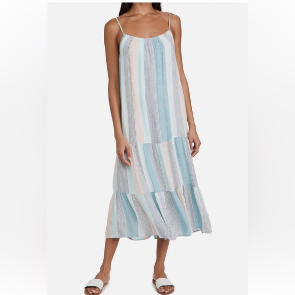 NWOT  RAILS Adora Sleeveless Linen Blend Midi Dress in Highland Stripe - Picture 2 of 12